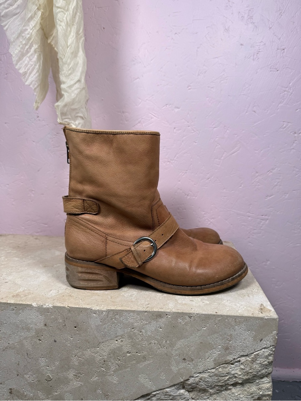 Vintage Tan Leather Engineer Boots Women’s Size 8.5